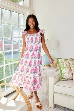 Flutter Smocked Midi Dress