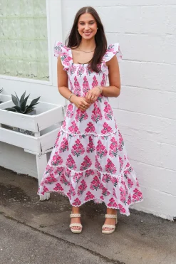 Flutter Smocked Midi Dress
