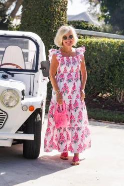 Flutter Smocked Midi Dress