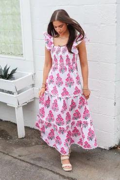 Flutter Smocked Midi Dress