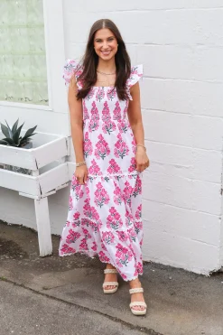 Flutter Smocked Midi Dress