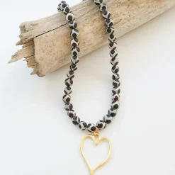 Gemstone Beaded Heart Necklace