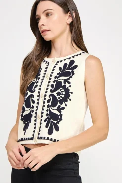 Lila Embroidered Knit Top