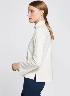 Mock Neck Pocket Top