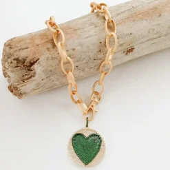 Pave Heart Chain Necklace