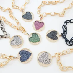 Pave Heart Chain Necklace