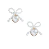 Pearl Bow Heart Earrings