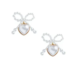 Pearl Bow Heart Earrings