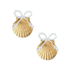 Pearl Bow Shell Earrings