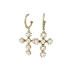 Pearl Cross Hoop Earrings