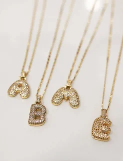 Puffy Pave Initial Necklace