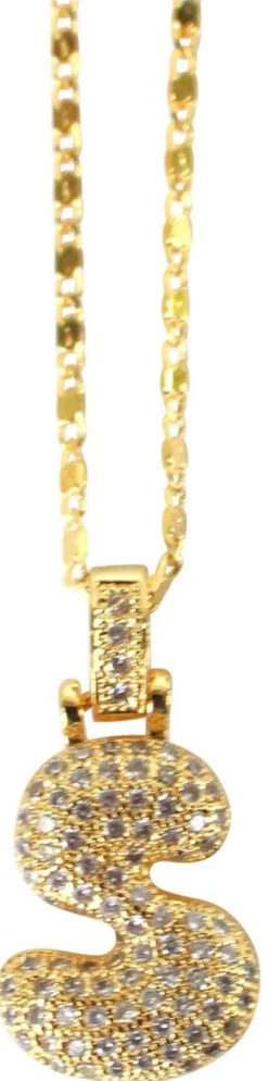 Puffy Pave Initial Necklace