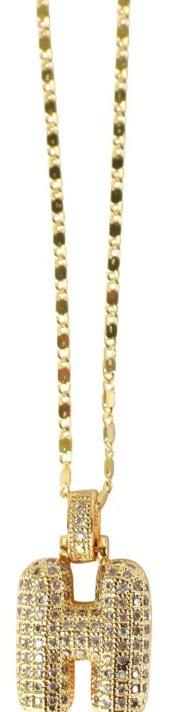 Puffy Pave Initial Necklace