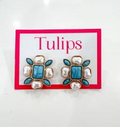Turquoise & Pearl Burst Earring