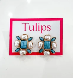 Turquoise & Pearl Burst Earring
