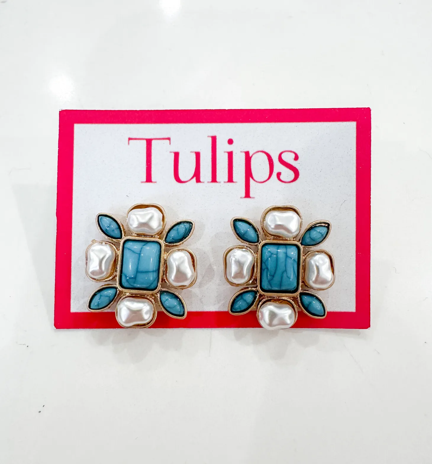 Turquoise & Pearl Burst Earring